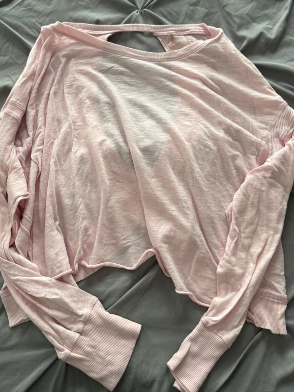 Free People Open Back Long Sleeve Top Light Pink Size Medium
